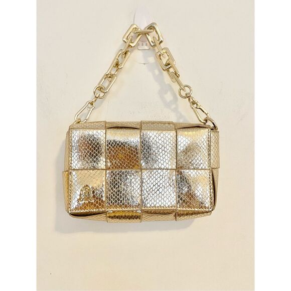 Steve Madden Woven Metallic Snake Clutch Bag NWOT